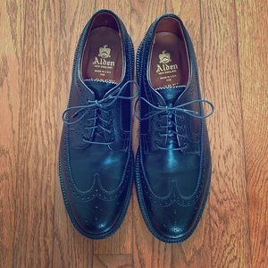 Men’s Alden black long wing bluchers.